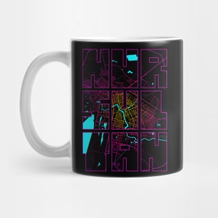 Nur Sultan, Kazakhstan City Map Typography - Neon Mug